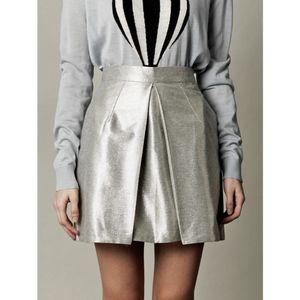 Markus Lupfer Metallic Box Pleat Mini Skirt